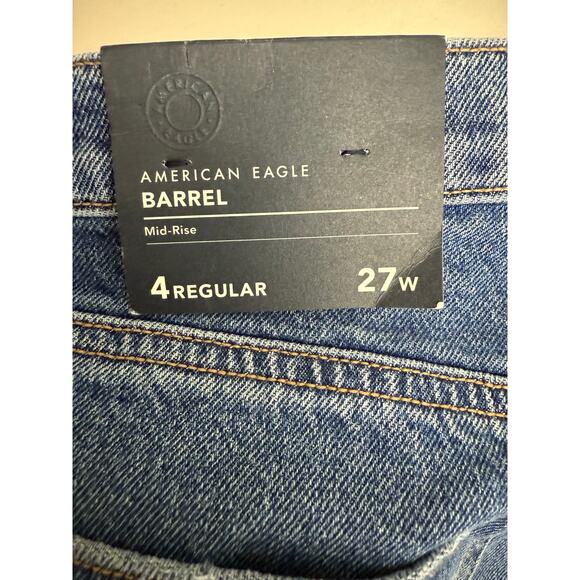 NWT American Eagle Stretch Barrel Jeans Mid-Rise Tinted Medium Sz 4 R - Picture 9 of 15
